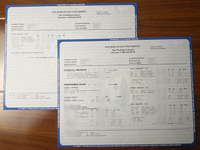 Purchase a fake San Jose State University transcript.购买一份伪造的圣何塞州立大学成绩单。