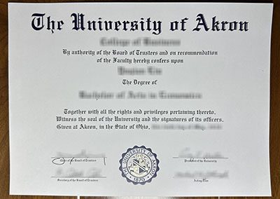 How to create a fake University of Akron degree certificate of latest version? 如何创建最新版本的阿克伦大学假学位证书？